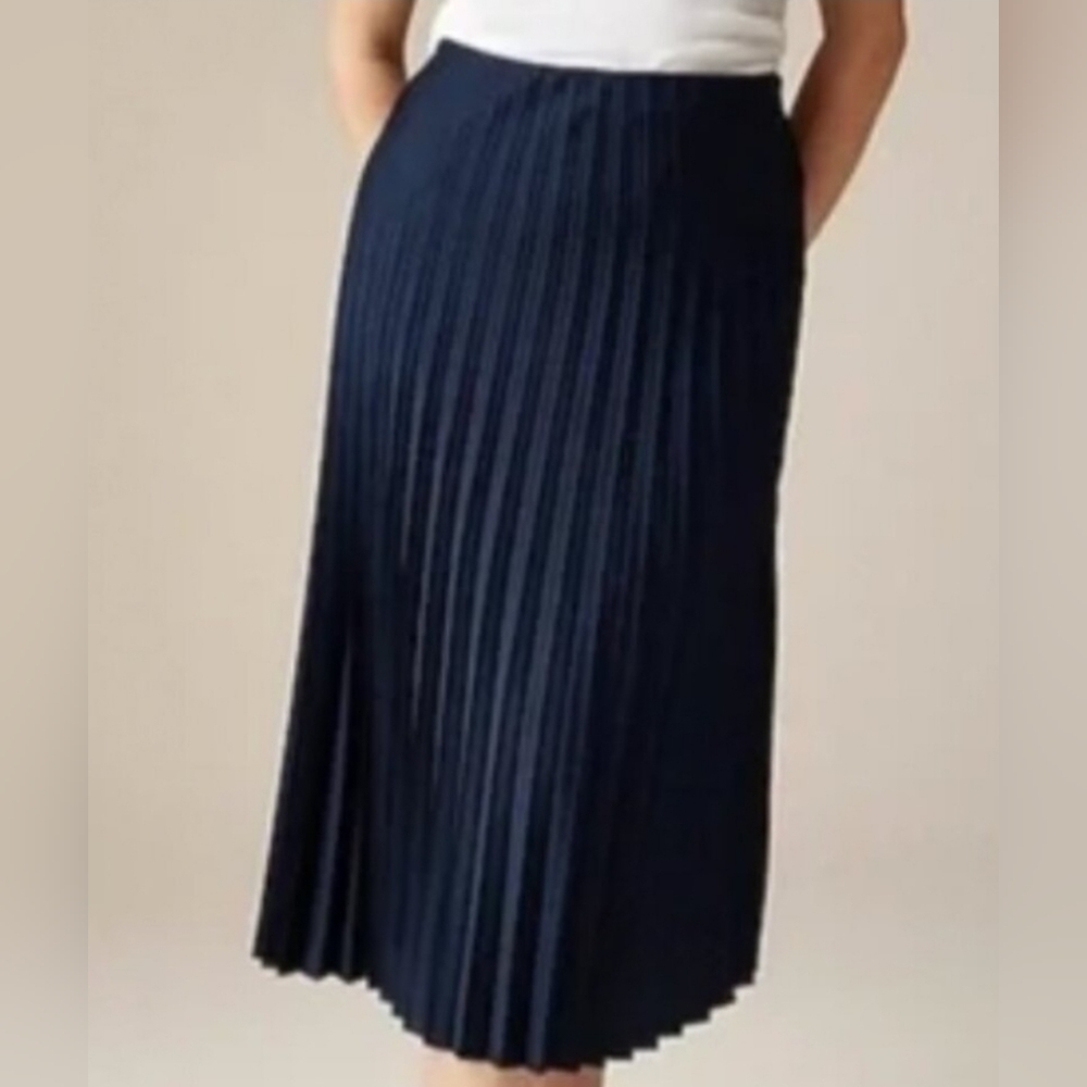 J. Crew Factory Navy Pleated Tea Length Skirt Size 14